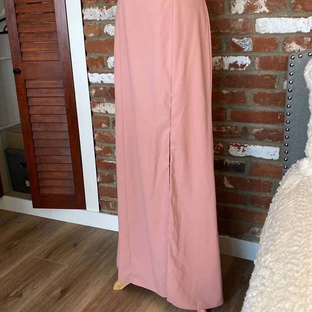 Dessy collection Open Back Gown in desert rose Size 14 New with tags Pink Maxi